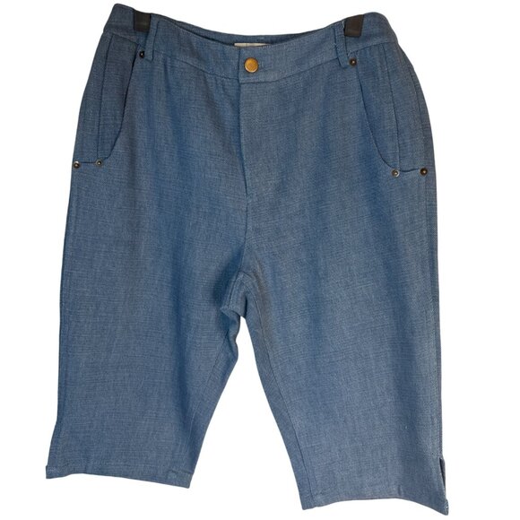 NWT Choosy Size 4 Womens Chambray Bermuda Shorts Blue - Picture 2 of 12